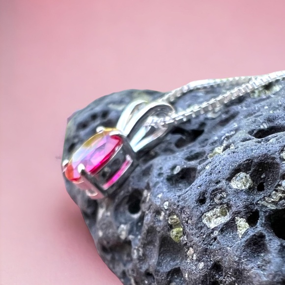 Handcrafted Ruby Pendant Sterling Silver 925 , July Birthstone, 40th Anniversary - Picture 4 of 9